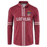Custom Latvia Football Button Sweatshirt Latvijas Go Champion Folk Pattern
