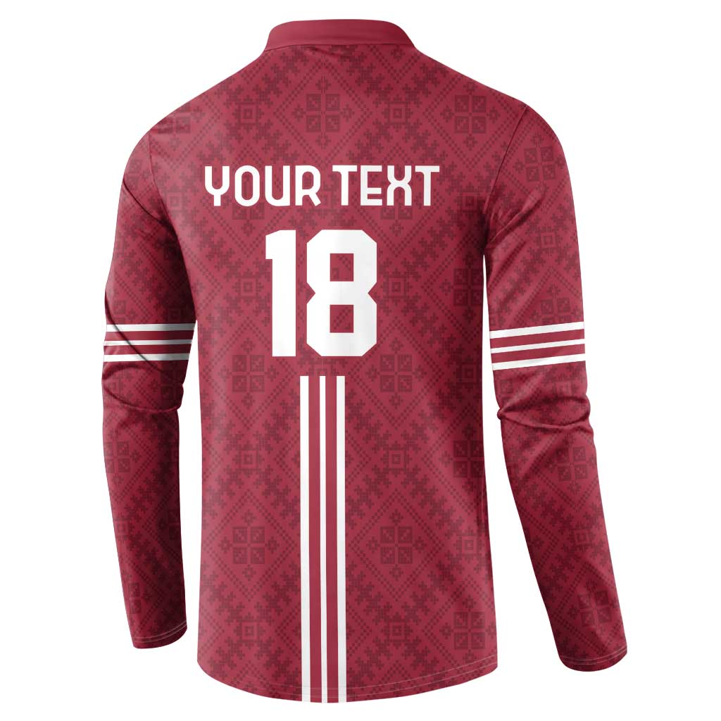 Custom Latvia Football Button Sweatshirt Latvijas Go Champion Folk Pattern