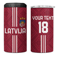 Custom Latvia Football 4 in 1 Can Cooler Tumbler Latvijas Go Champion Folk Pattern
