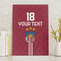 Custom Latvia Football Canvas Wall Art Latvijas Go Champion Folk Pattern