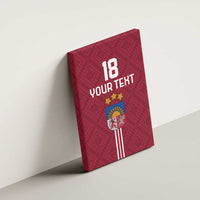 Custom Latvia Football Canvas Wall Art Latvijas Go Champion Folk Pattern