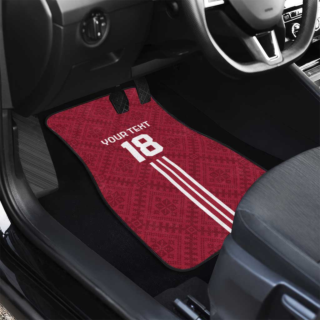 Custom Latvia Football Car Mats Latvijas Go Champion Folk Pattern