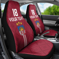 Custom Latvia Football Car Seat Cover Latvijas Go Champion Folk Pattern