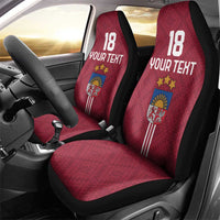 Custom Latvia Football Car Seat Cover Latvijas Go Champion Folk Pattern