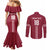 Custom Latvia Football Couples Matching Mermaid Dress and Long Sleeve Button Shirt Latvijas Go Champion Folk Pattern