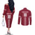 Custom Latvia Football Couples Matching Off The Shoulder Long Sleeve Dress and Long Sleeve Button Shirt Latvijas Go Champion Folk Pattern