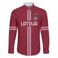 Custom Latvia Football Family Matching Long Sleeve Bodycon Dress and Hawaiian Shirt Latvijas Go Champion Folk Pattern