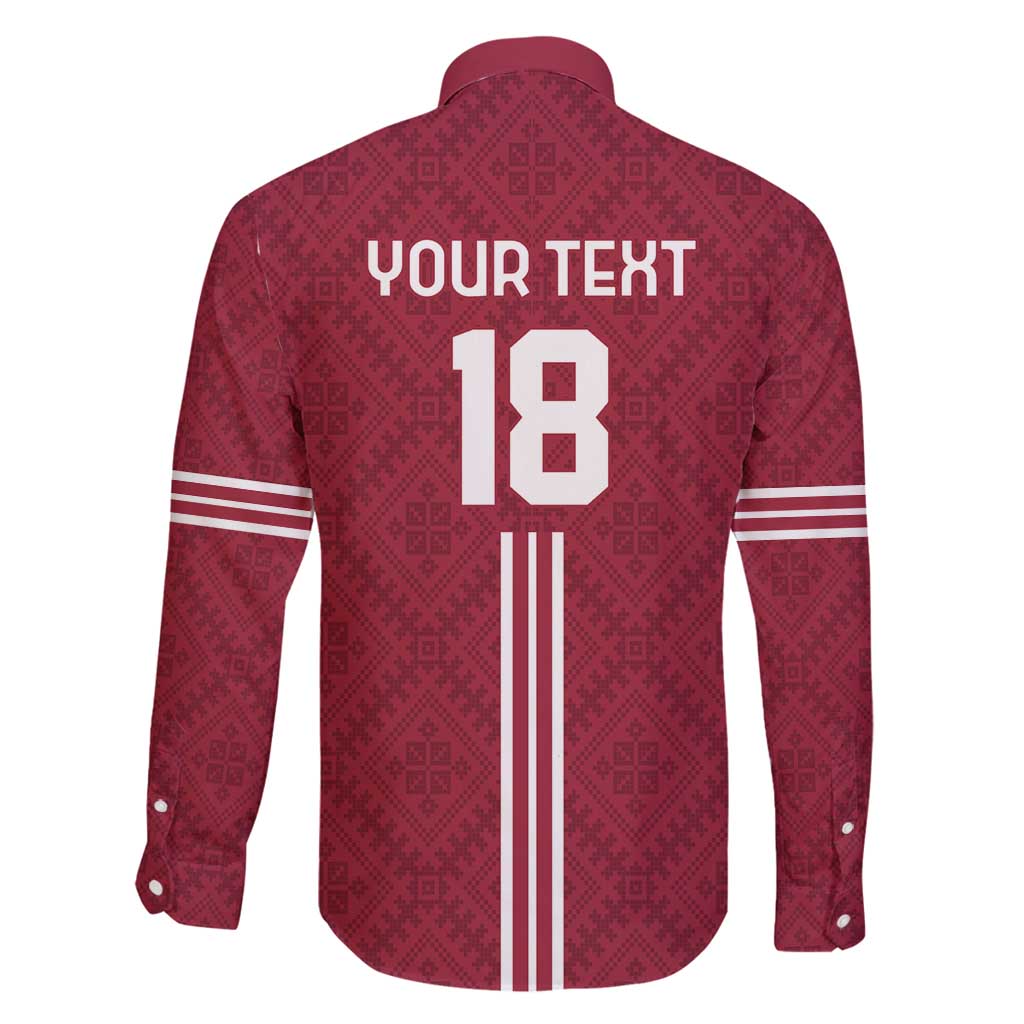 Custom Latvia Football Family Matching Long Sleeve Bodycon Dress and Hawaiian Shirt Latvijas Go Champion Folk Pattern