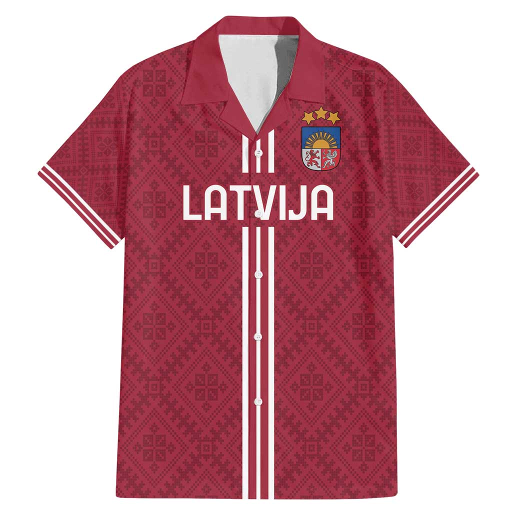 Custom Latvia Football Family Matching Mermaid Dress and Hawaiian Shirt Latvijas Go Champion Folk Pattern