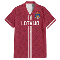 Custom Latvia Football Family Matching Off The Shoulder Long Sleeve Dress and Hawaiian Shirt Latvijas Go Champion Folk Pattern
