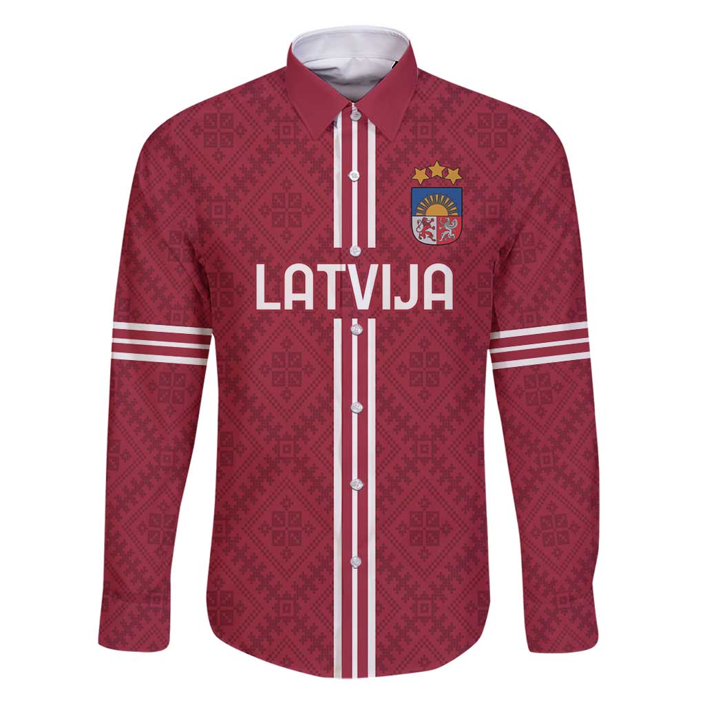 Custom Latvia Football Family Matching Puletasi and Hawaiian Shirt Latvijas Go Champion Folk Pattern