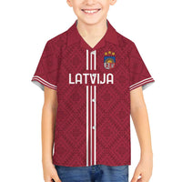 Custom Latvia Football Family Matching Puletasi and Hawaiian Shirt Latvijas Go Champion Folk Pattern