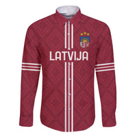 Custom Latvia Football Family Matching Short Sleeve Bodycon Dress and Hawaiian Shirt Latvijas Go Champion Folk Pattern