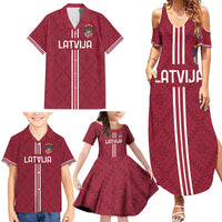 Custom Latvia Football Family Matching Summer Maxi Dress and Hawaiian Shirt Latvijas Go Champion Folk Pattern