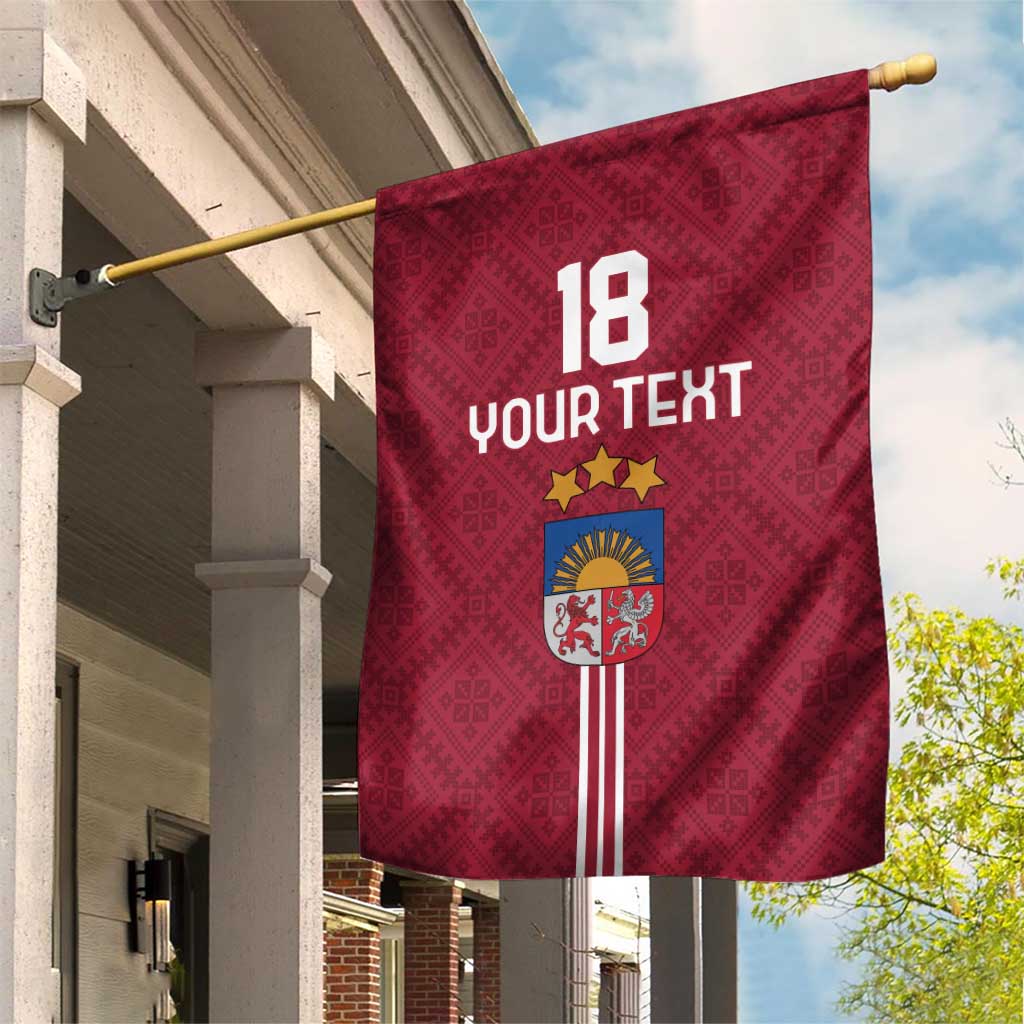 Custom Latvia Football Garden Flag Latvijas Go Champion Folk Pattern