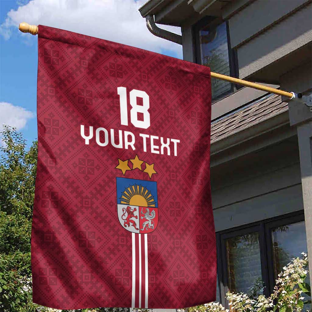 Custom Latvia Football Garden Flag Latvijas Go Champion Folk Pattern