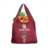 Custom Latvia Football Grocery Bag Latvijas Go Champion Folk Pattern