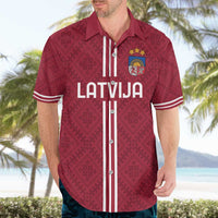 Custom Latvia Football Hawaiian Shirt Latvijas Go Champion Folk Pattern