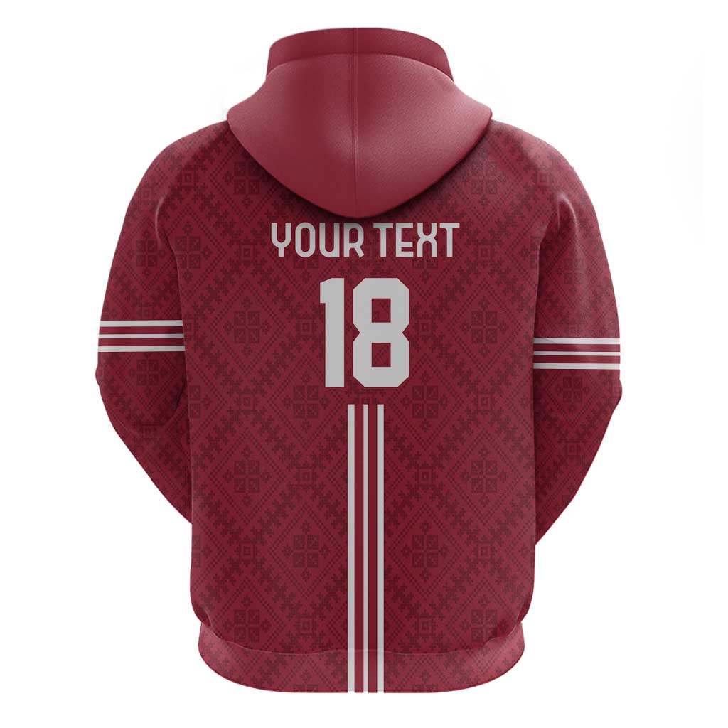 Custom Latvia Football Hoodie Latvijas Go Champion Folk Pattern