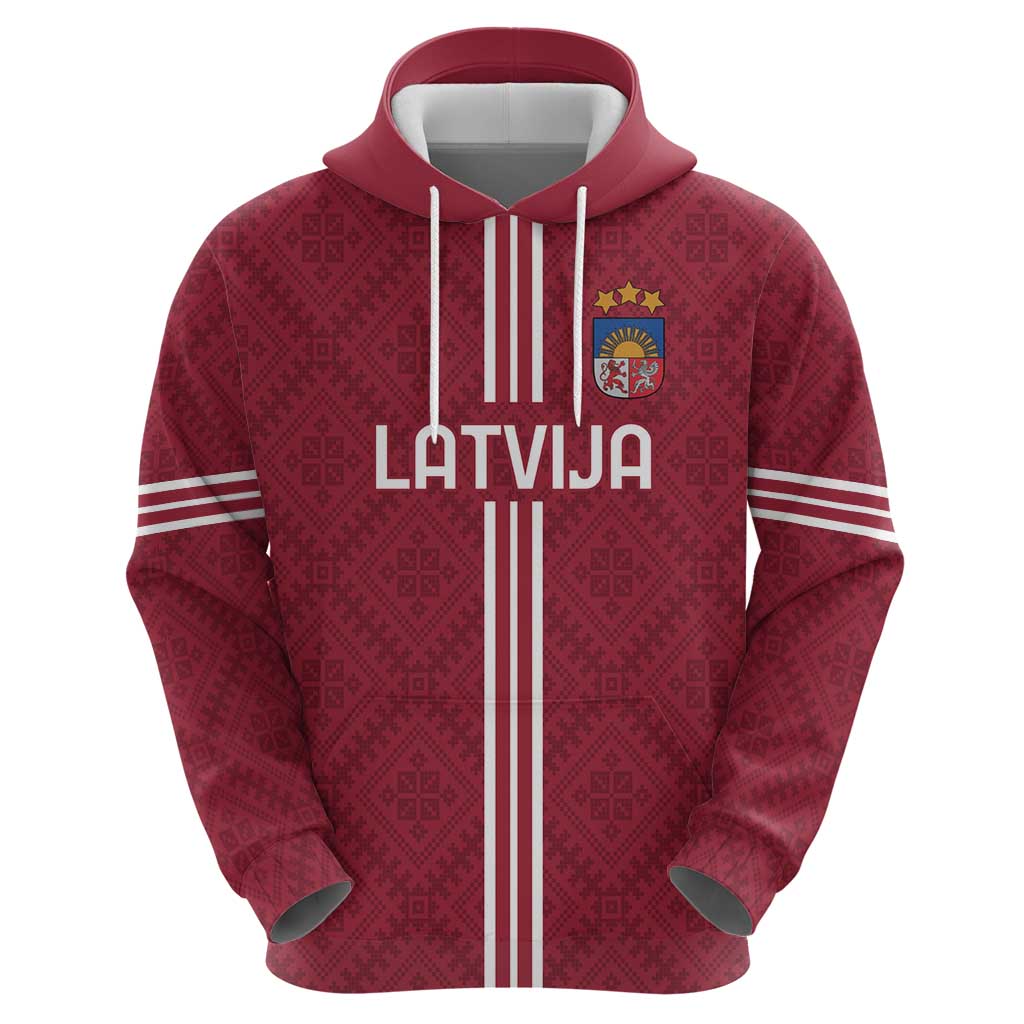 Custom Latvia Football Hoodie Latvijas Go Champion Folk Pattern