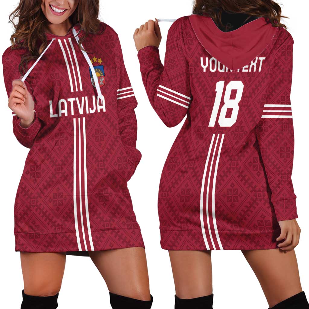 Custom Latvia Football Hoodie Dress Latvijas Go Champion Folk Pattern