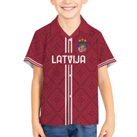 Custom Latvia Football Kid Hawaiian Shirt Latvijas Go Champion Folk Pattern