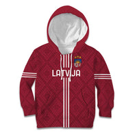 Custom Latvia Football Kid Hoodie Latvijas Go Champion Folk Pattern