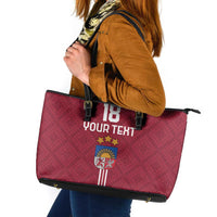 Custom Latvia Football Leather Tote Bag Latvijas Go Champion Folk Pattern
