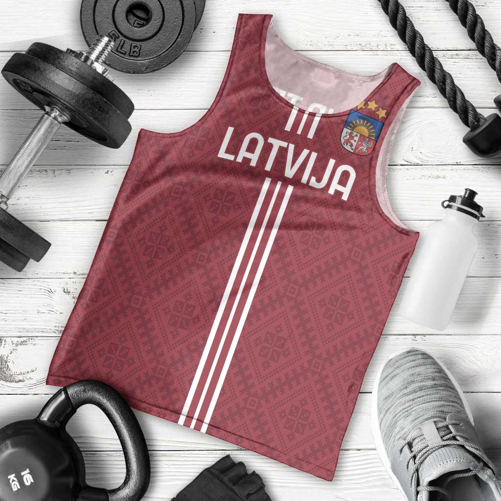 Custom Latvia Football Men Tank Top Latvijas Go Champion Folk Pattern