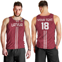 Custom Latvia Football Men Tank Top Latvijas Go Champion Folk Pattern