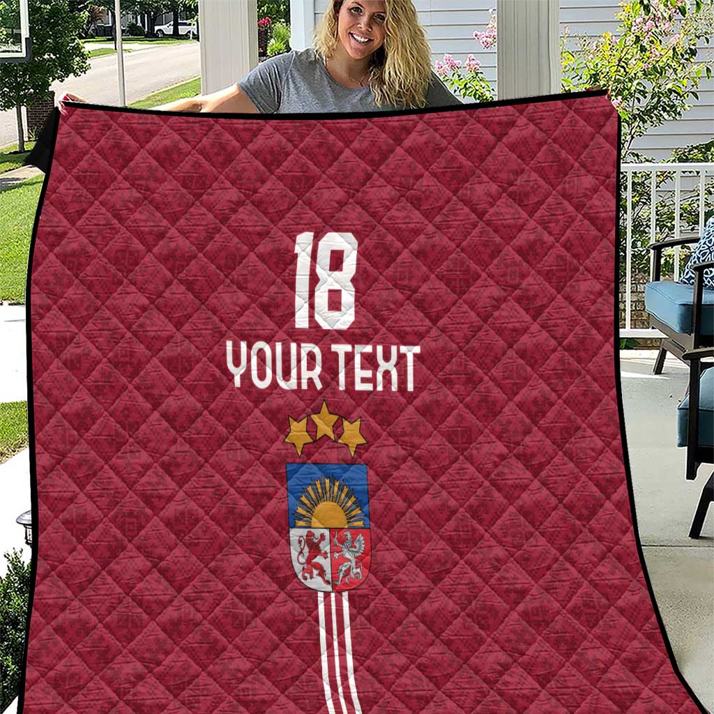 Custom Latvia Football Quilt Latvijas Go Champion Folk Pattern