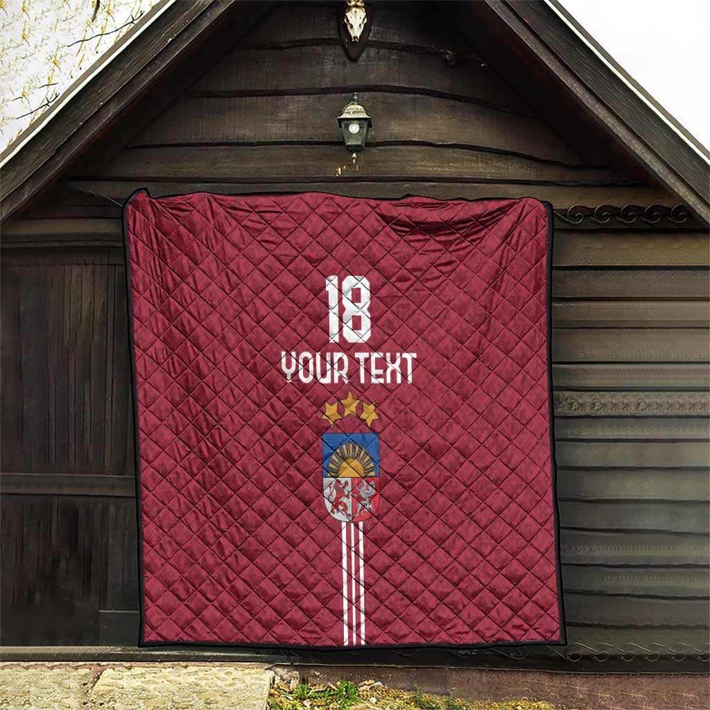 Custom Latvia Football Quilt Latvijas Go Champion Folk Pattern
