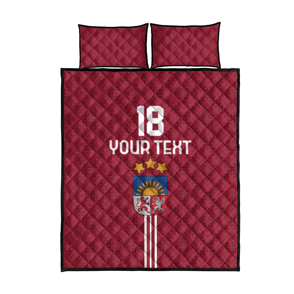 Custom Latvia Football Quilt Bed Set Latvijas Go Champion Folk Pattern