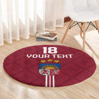 Custom Latvia Football Round Carpet Latvijas Go Champion Folk Pattern