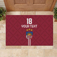 Custom Latvia Football Rubber Doormat Latvijas Go Champion Folk Pattern