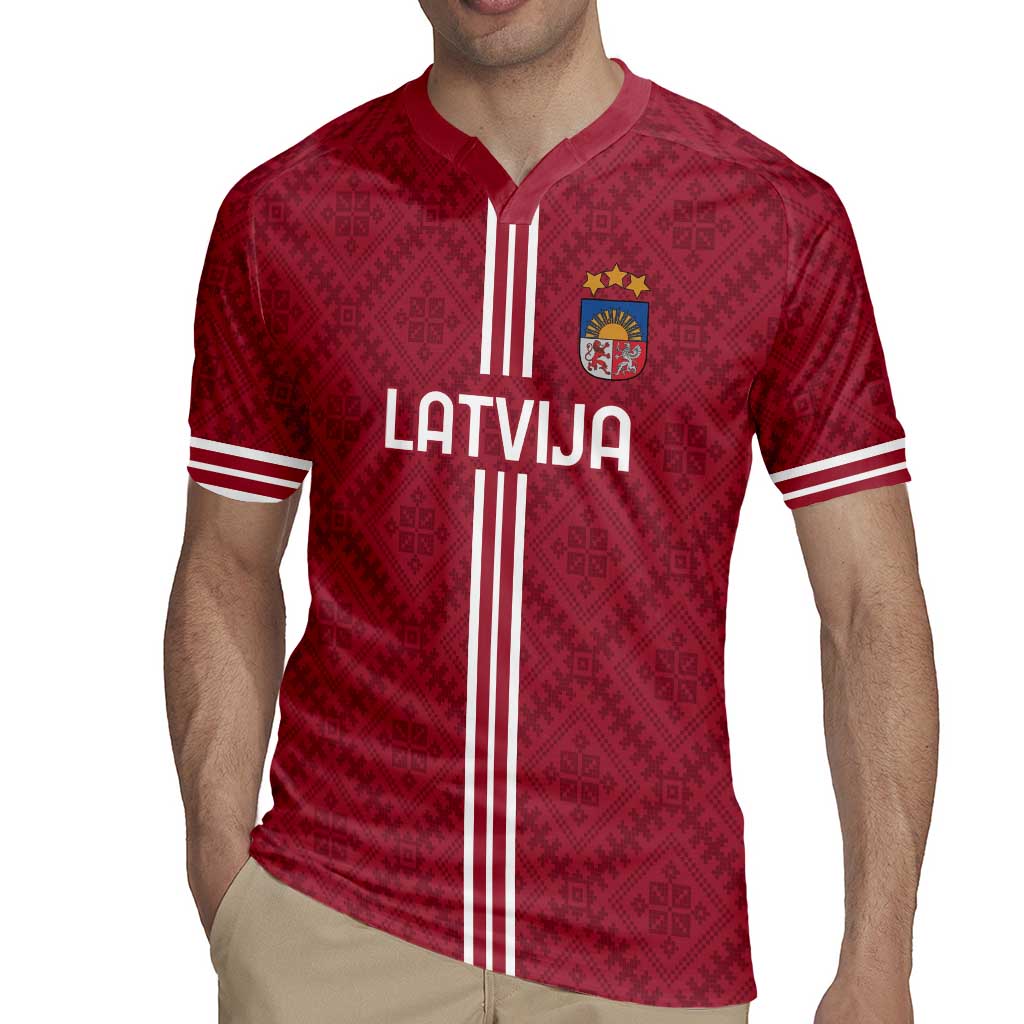 Custom Latvia Football Rugby Jersey Latvijas Go Champion Folk Pattern