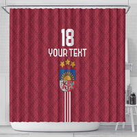 Custom Latvia Football Shower Curtain Latvijas Go Champion Folk Pattern