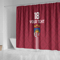 Custom Latvia Football Shower Curtain Latvijas Go Champion Folk Pattern
