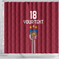 Custom Latvia Football Shower Curtain Latvijas Go Champion Folk Pattern