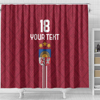 Custom Latvia Football Shower Curtain Latvijas Go Champion Folk Pattern
