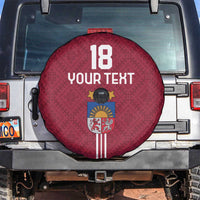Custom Latvia Football Spare Tire Cover Latvijas Go Champion Folk Pattern