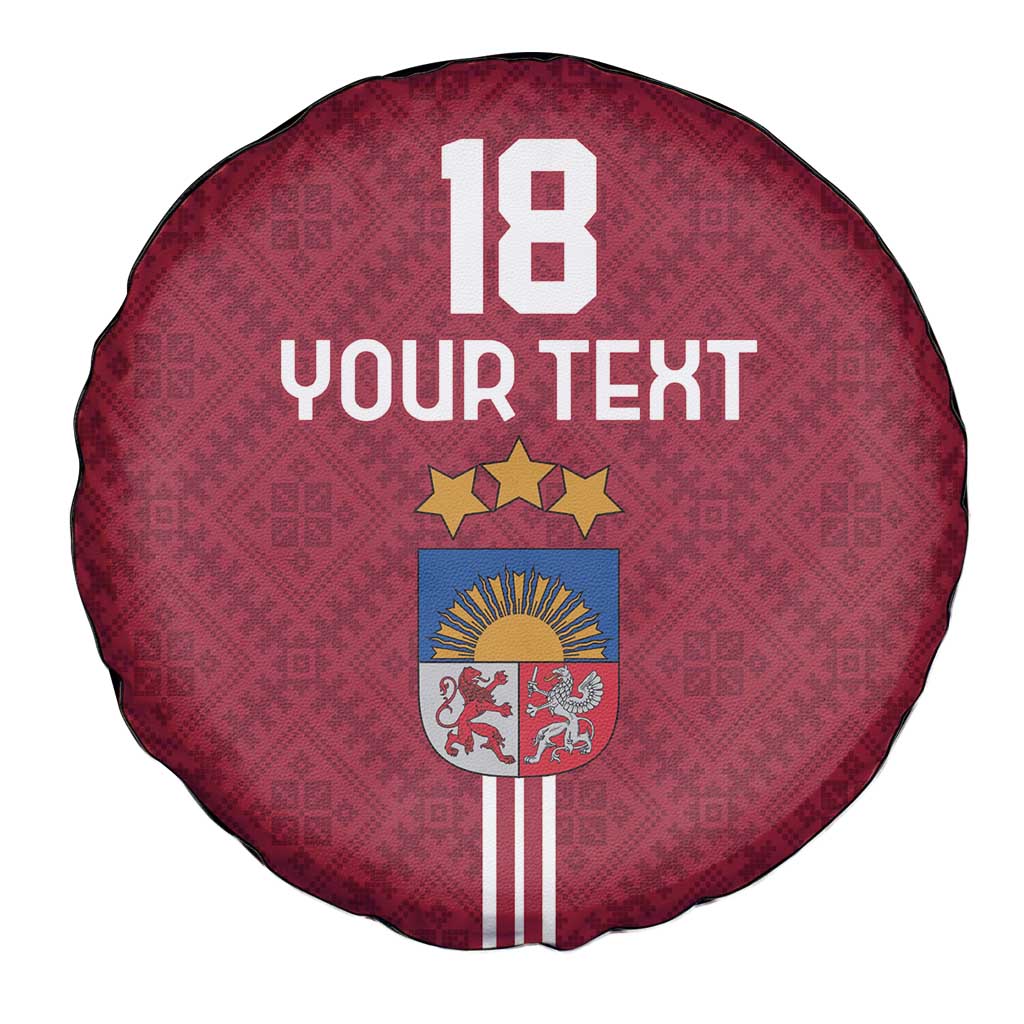 Custom Latvia Football Spare Tire Cover Latvijas Go Champion Folk Pattern