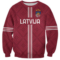 Custom Latvia Football Sweatshirt Latvijas Go Champion Folk Pattern