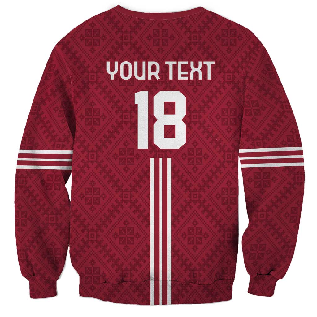 Custom Latvia Football Sweatshirt Latvijas Go Champion Folk Pattern