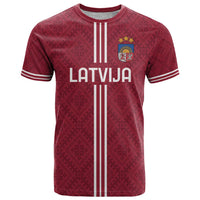 Custom Latvia Football T Shirt Latvijas Go Champion Folk Pattern