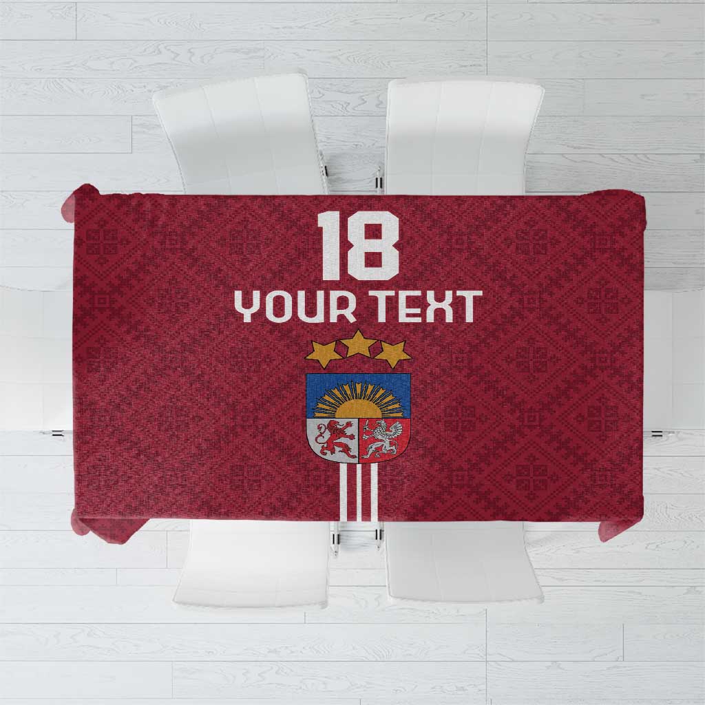 Custom Latvia Football Tablecloth Latvijas Go Champion Folk Pattern