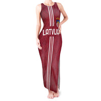 Custom Latvia Football Tank Maxi Dress Latvijas Go Champion Folk Pattern