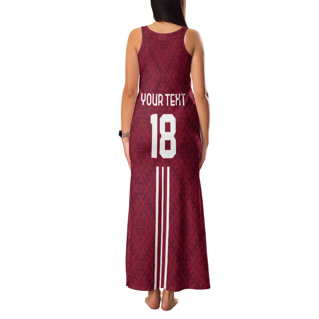 Custom Latvia Football Tank Maxi Dress Latvijas Go Champion Folk Pattern