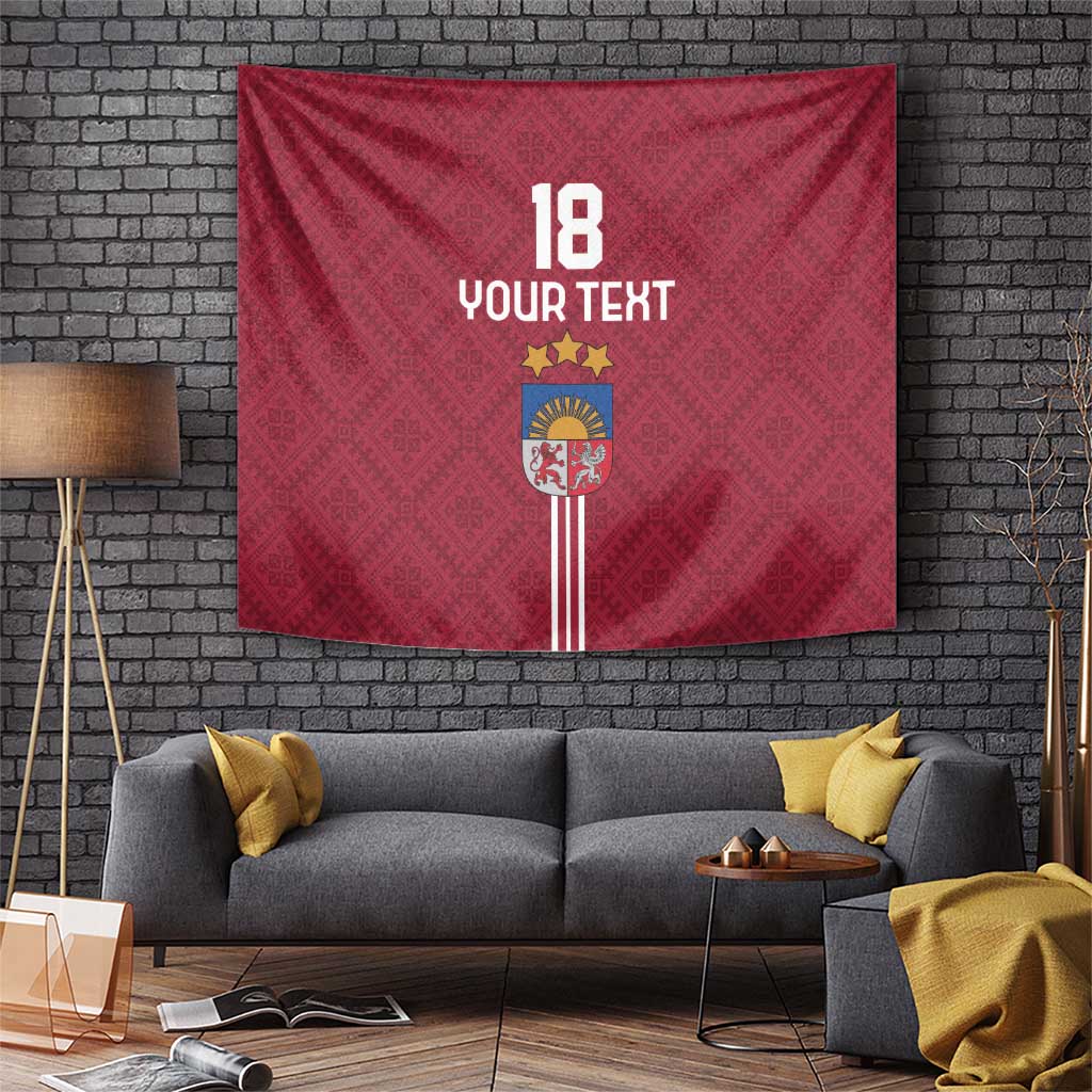 Custom Latvia Football Tapestry Latvijas Go Champion Folk Pattern