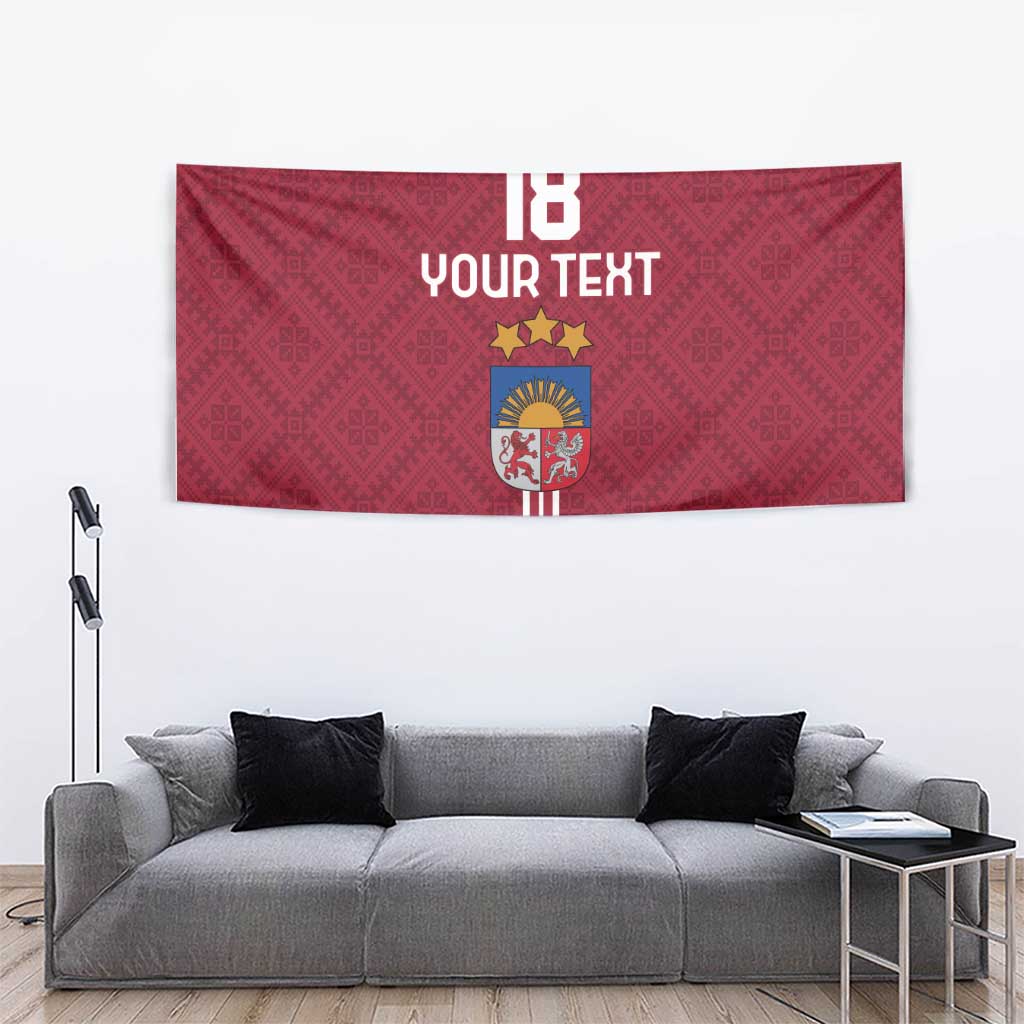 Custom Latvia Football Tapestry Latvijas Go Champion Folk Pattern